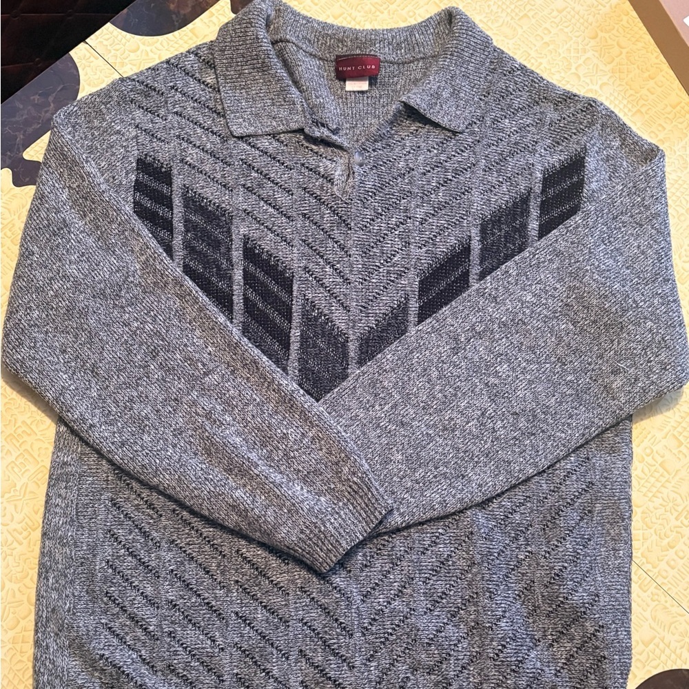 Vintage Gray and Black Knit Sweater